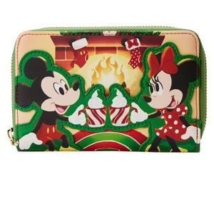 Mickey & Minnie Mouse Hot Cocoa Fireplace Zip Around Wallet